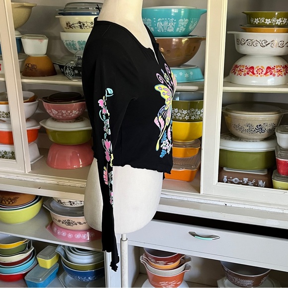 Dollskill Delia’s Butterfly Long Sleeve Glitter Top - Size Small - Picture 5 of 11